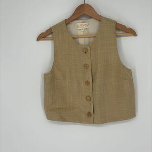 Sezane Beige Button Front Cropped Vest